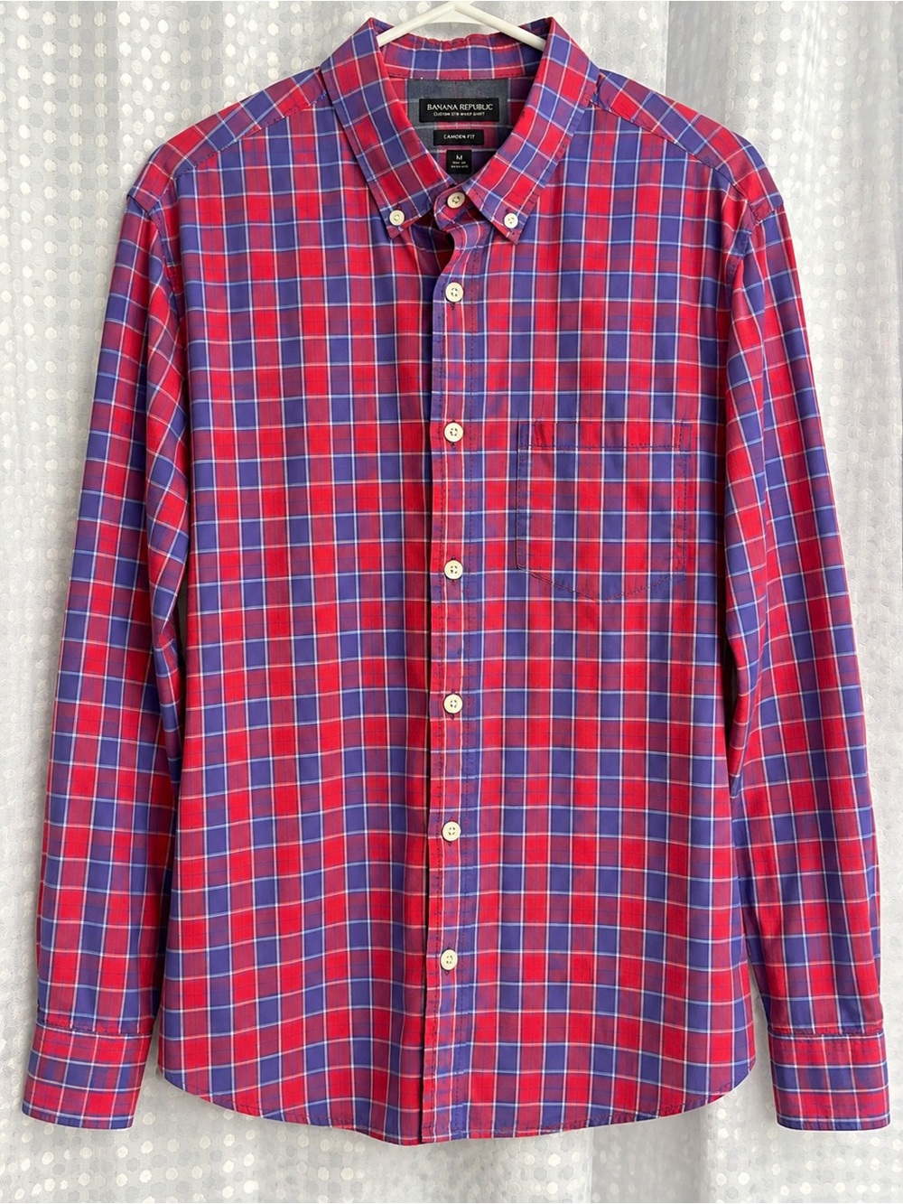 Banana Republic Red and Blue Plaid Button-Down Shirt